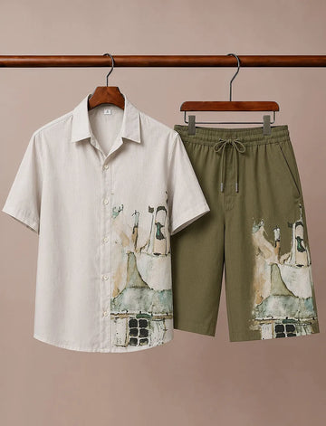 Men’s Premium Watercolor Print Co-Ord Set