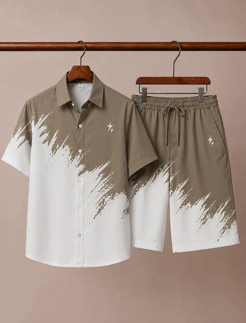 Men’s Dual Tone Splash Print Co-Ord Set