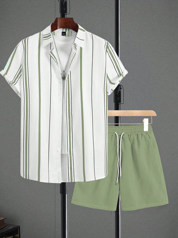 Sage Stripe Summer Co-Ord Set