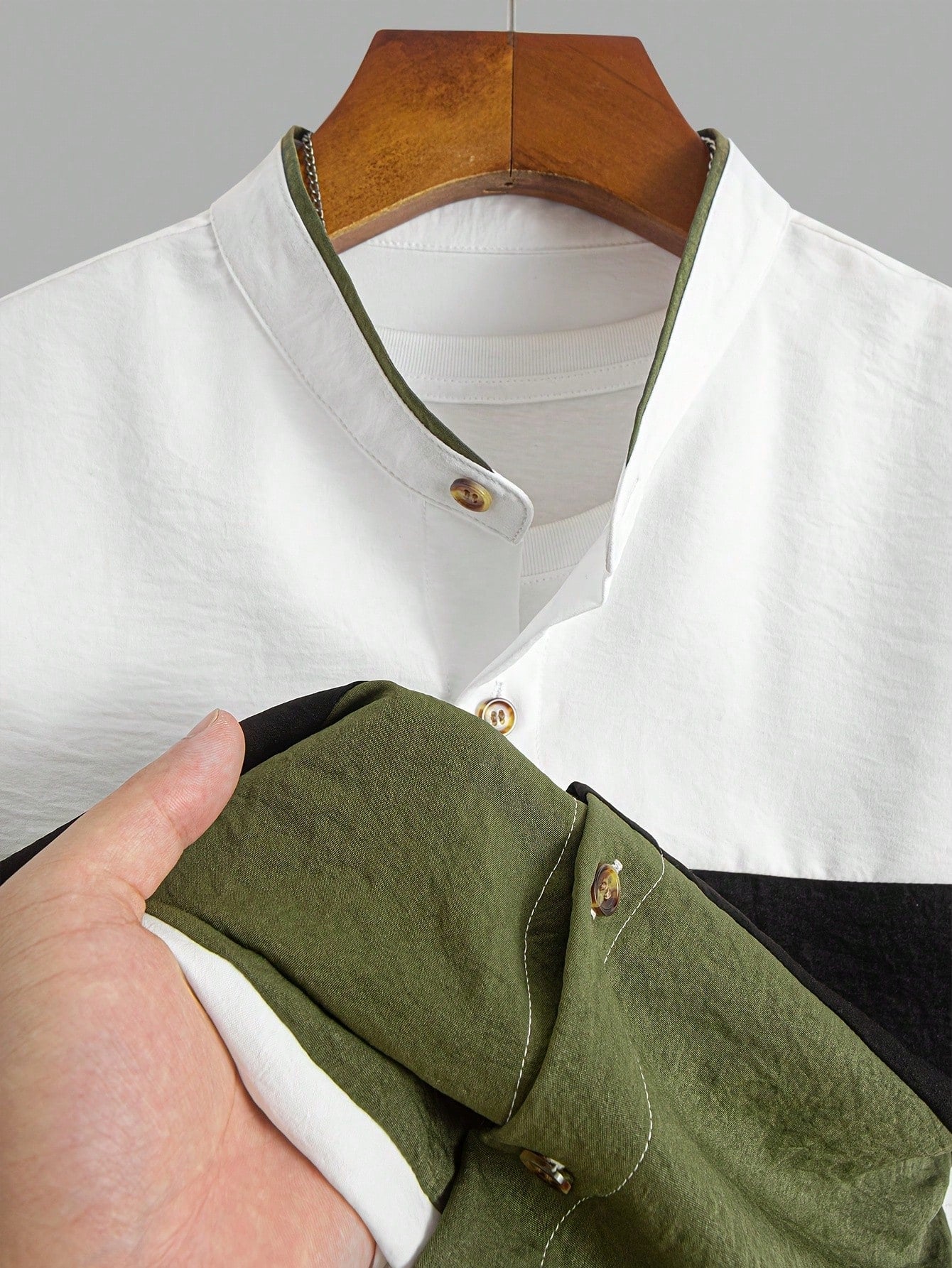 Men’s White & Olive Green Co-Ord Set